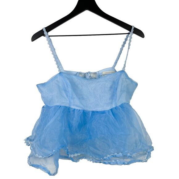 Urban Outfitters Medium Sheer Open Back Mesh Cami Tank Top Blue - Picture 1 of 9